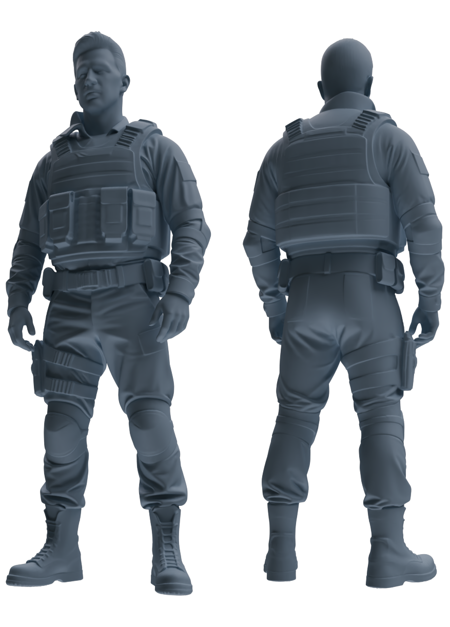 MRY-SFW SSTR038 Miniatures Soldier Model Kit 1993 Mogadishu Black Hawk Helicopter Soldier Standing at Attention Six-Person Group 2