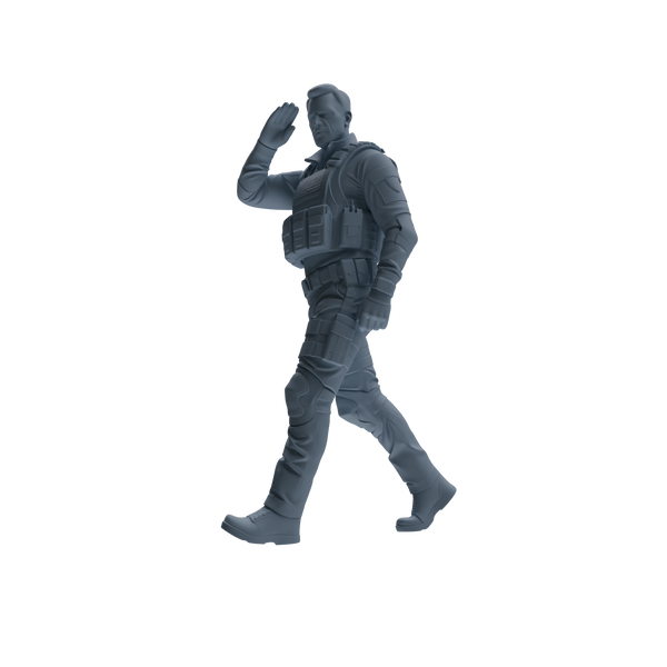 MRY-SFW SSTR118 Miniatures Soldier Model Kit Boston Attack Modern Boston Police Four-Person Saluting Group 2