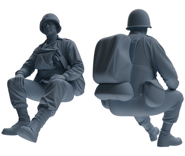 MRY-SFW SSTR075 Miniatures Soldier Model Kit Saving Ryan in Normandy WWII U.S. Army Six-Person Resting Group