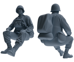 MRY-SFW SSTR075 Miniatures Soldier Model Kit Saving Ryan in Normandy WWII U.S. Army Six-Person Resting Group
