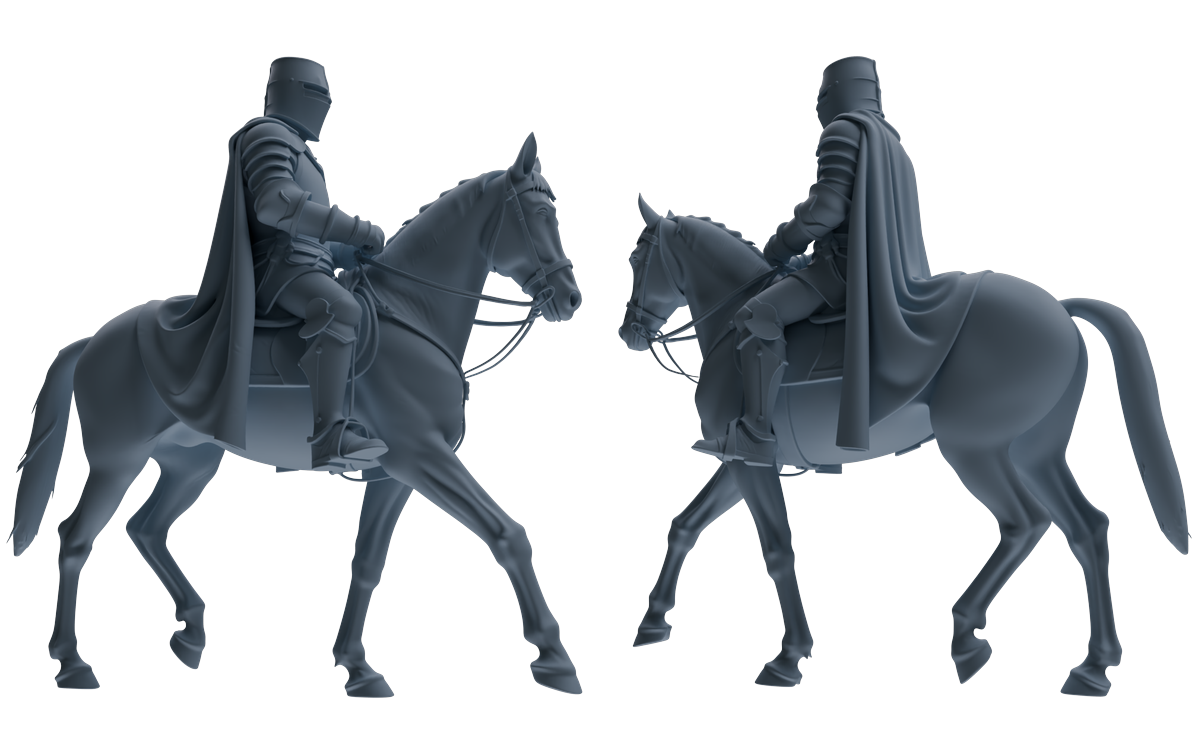 MRY-SFW SSTR089 Miniatures Soldier Model Kit Medieval Knight Four-Person Horseback Riding Group