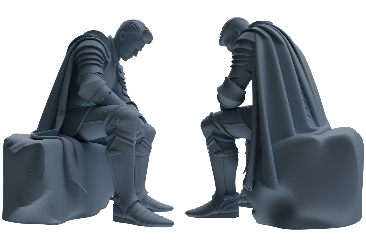 MRY-SFW SSTR081 Miniatures Soldier Model Kit Medieval Knight Without Helmet Four-Person Rest Group