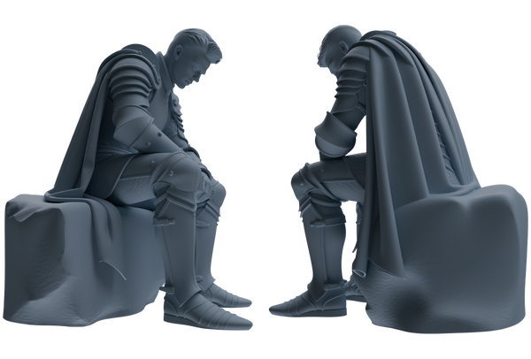 MRY-SFW SSTR081 Miniatures Soldier Model Kit Medieval Knight Without Helmet Four-Person Rest Group