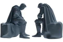MRY-SFW SSTR081 Miniatures Soldier Model Kit Medieval Knight Without Helmet Four-Person Rest Group