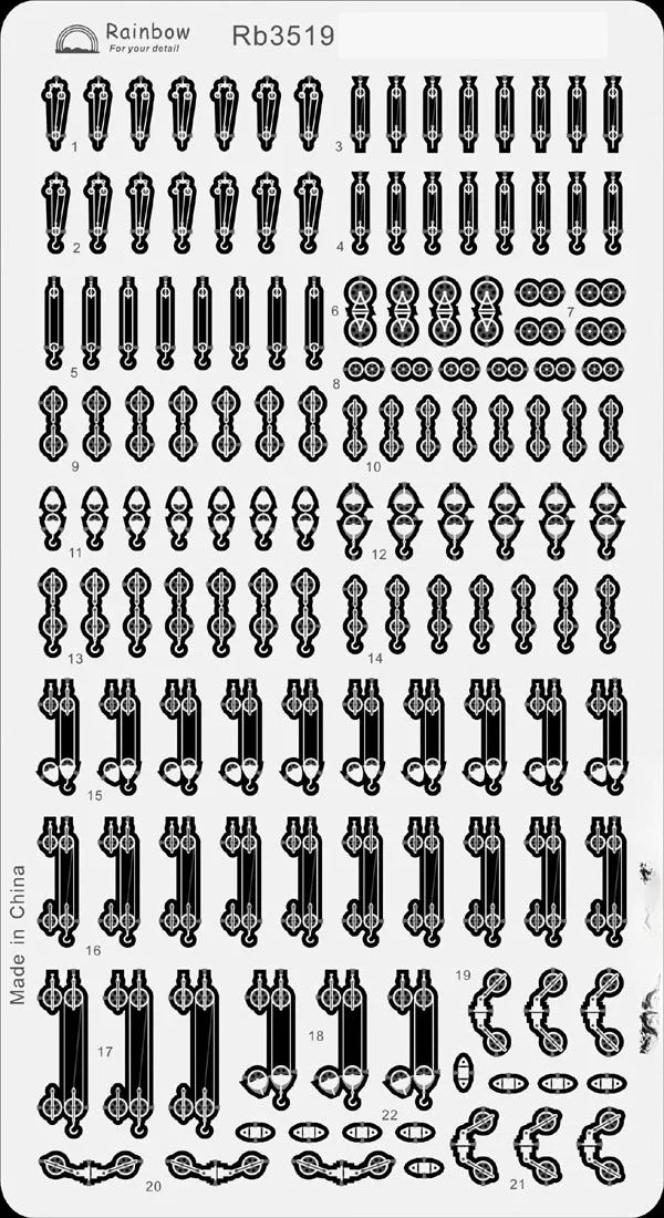 Rainbow Rb3519 1/350 hook and pulley block modification parts — scale model kit
