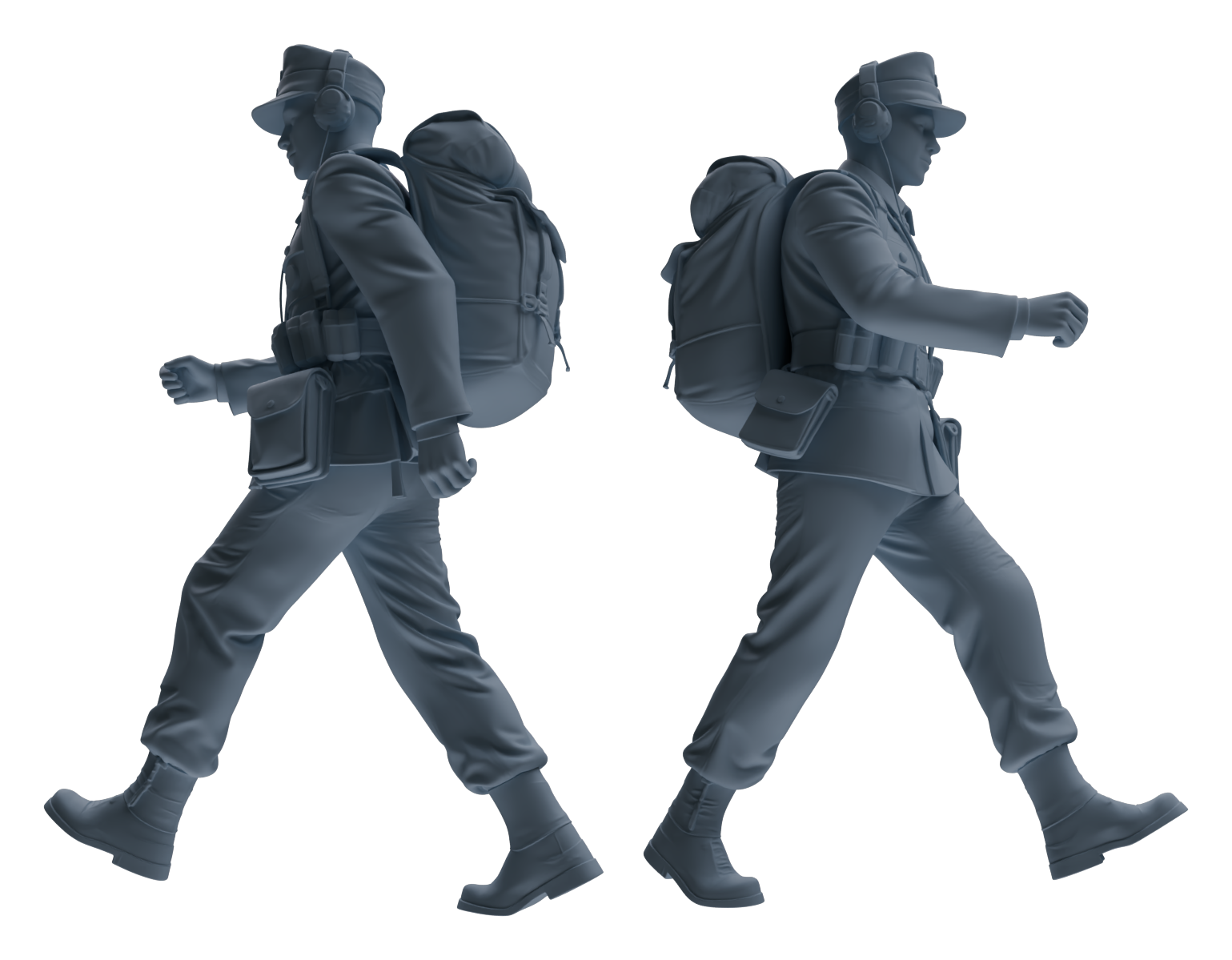 Detail view of MRY-SFW LYGR653 WWII Mine Soldier Seven-Person Carrying Group Model
