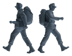 Detail view of MRY-SFW LYGR653 WWII Mine Soldier Seven-Person Carrying Group Model