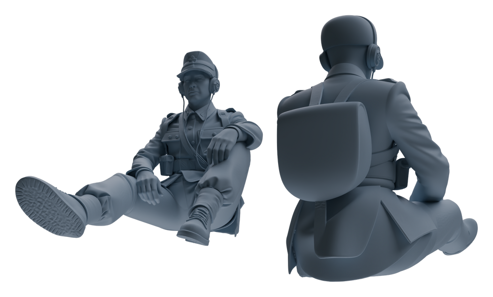 Detail view of MRY-SFW LYGR649 WWII Mine Soldier Six-Person Rest Group Model