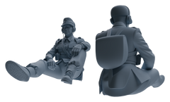 Detail view of MRY-SFW LYGR649 WWII Mine Soldier Six-Person Rest Group Model