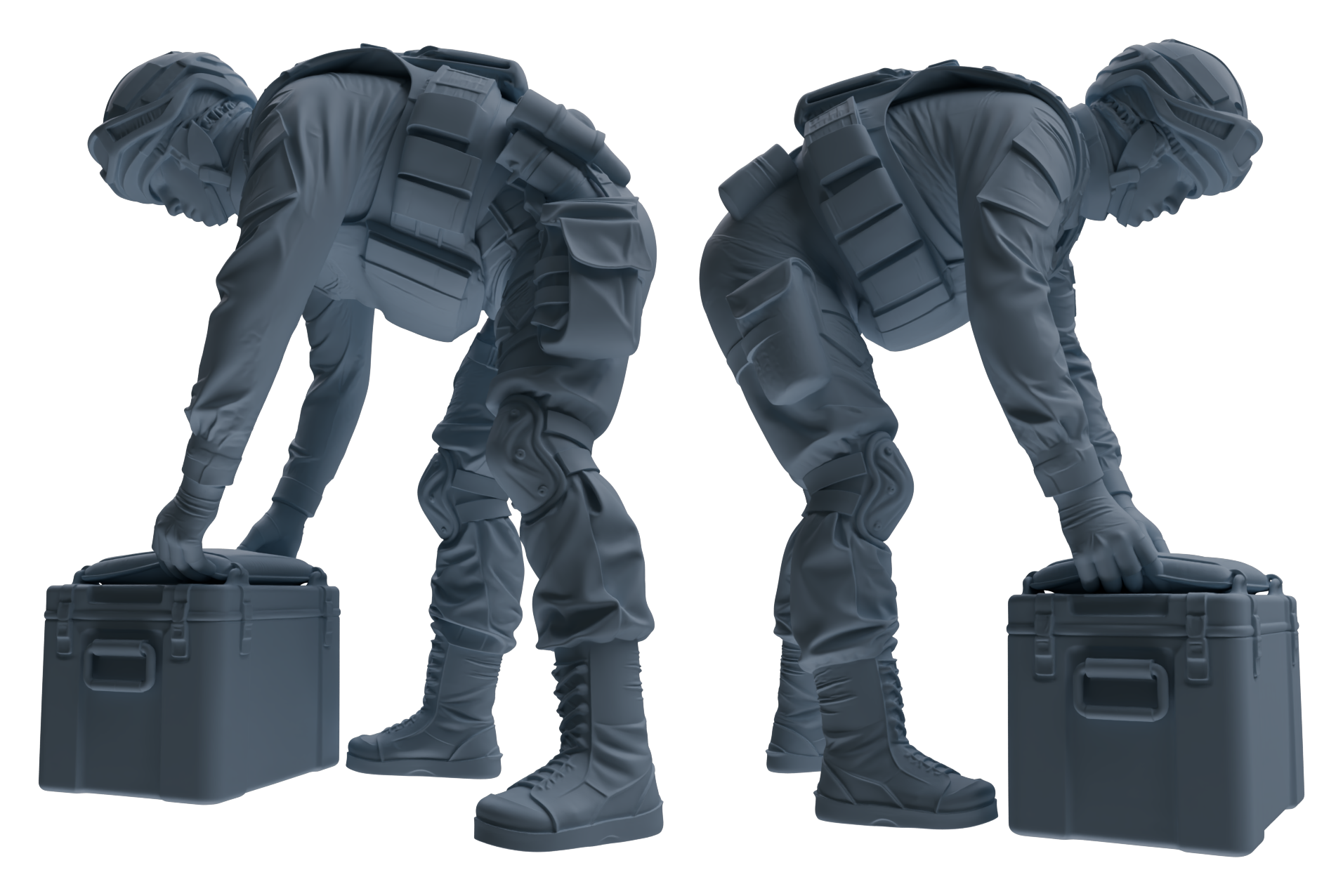Detail view of MRY-SFW LYGR626 Modern Airborne Division Six-Person Combat Readiness Model