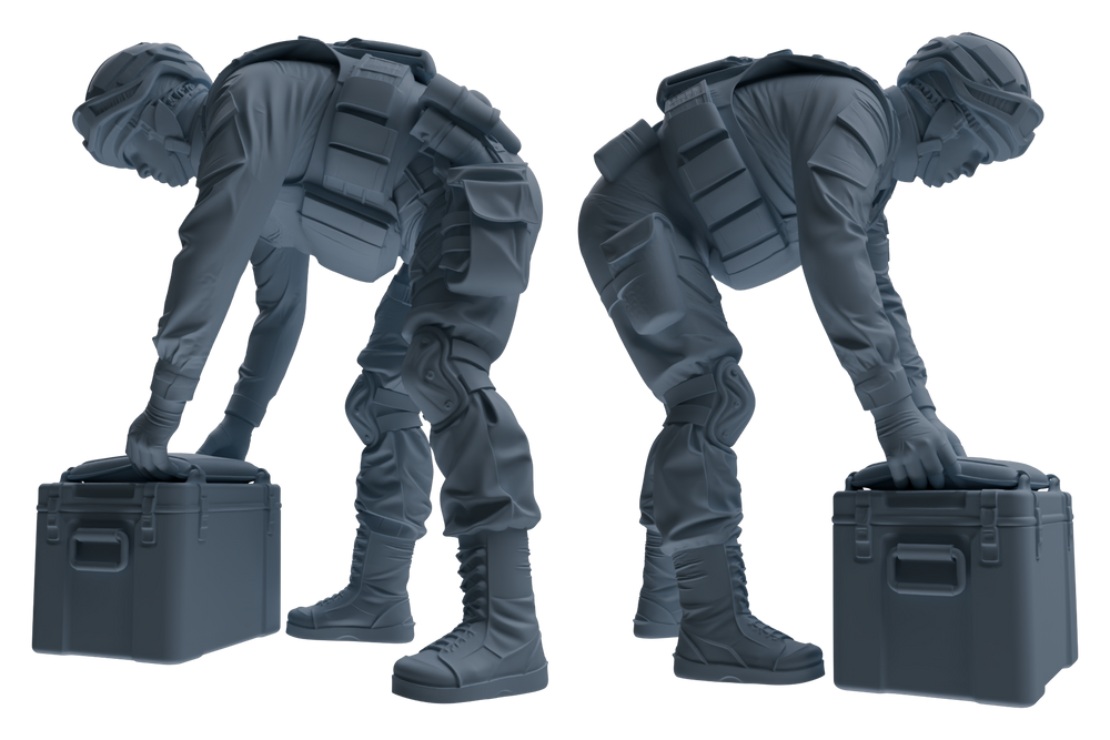 Detail view of MRY-SFW LYGR626 Modern Airborne Division Six-Person Combat Readiness Model