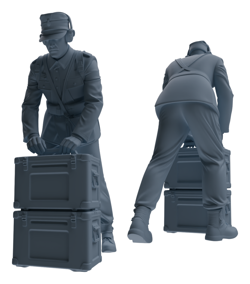 Detail view of MRY-SFW LYGR647 WWII Mine Soldier Five-Person Organizing Group Model