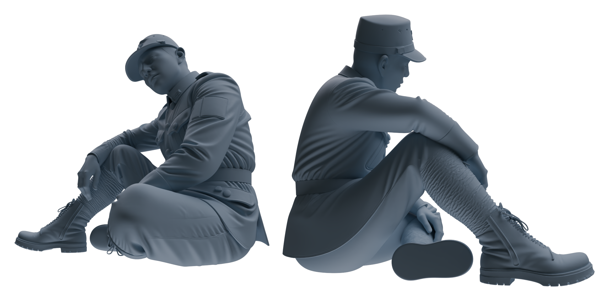 Detail view of MRY-SFW LYGR634 WWII Japanese Army Seven-Person Rest Model