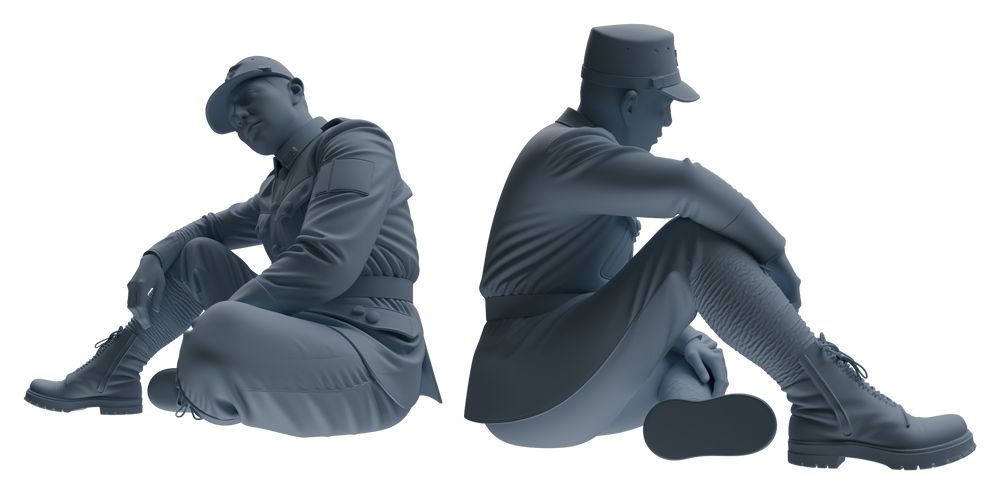 Detail view of MRY-SFW LYGR634 WWII Japanese Army Seven-Person Rest Model