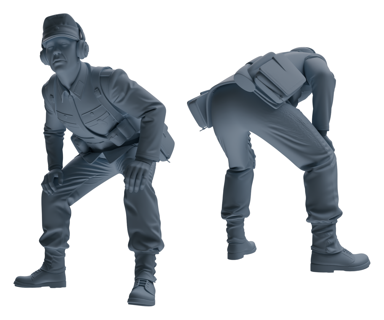 Detail view of MRY-SFW LYGR648 WWII Mine Soldier Six-Person Battle Group Model