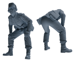 Detail view of MRY-SFW LYGR648 WWII Mine Soldier Six-Person Battle Group Model