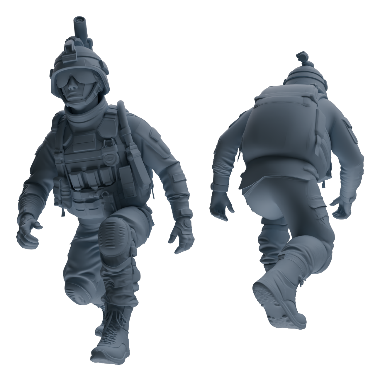 Detail view of MRY-SFW LYGR617 Modern U.S. Cement Army Seven-Person Combat Readiness Model