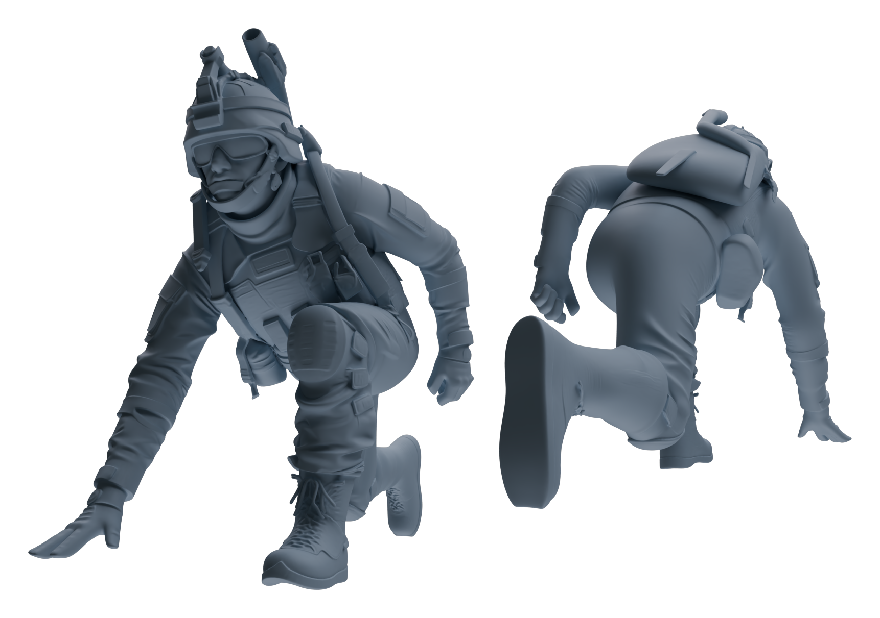 Detail view of MRY-SFW LYGR617 Modern U.S. Cement Army Seven-Person Combat Readiness Model