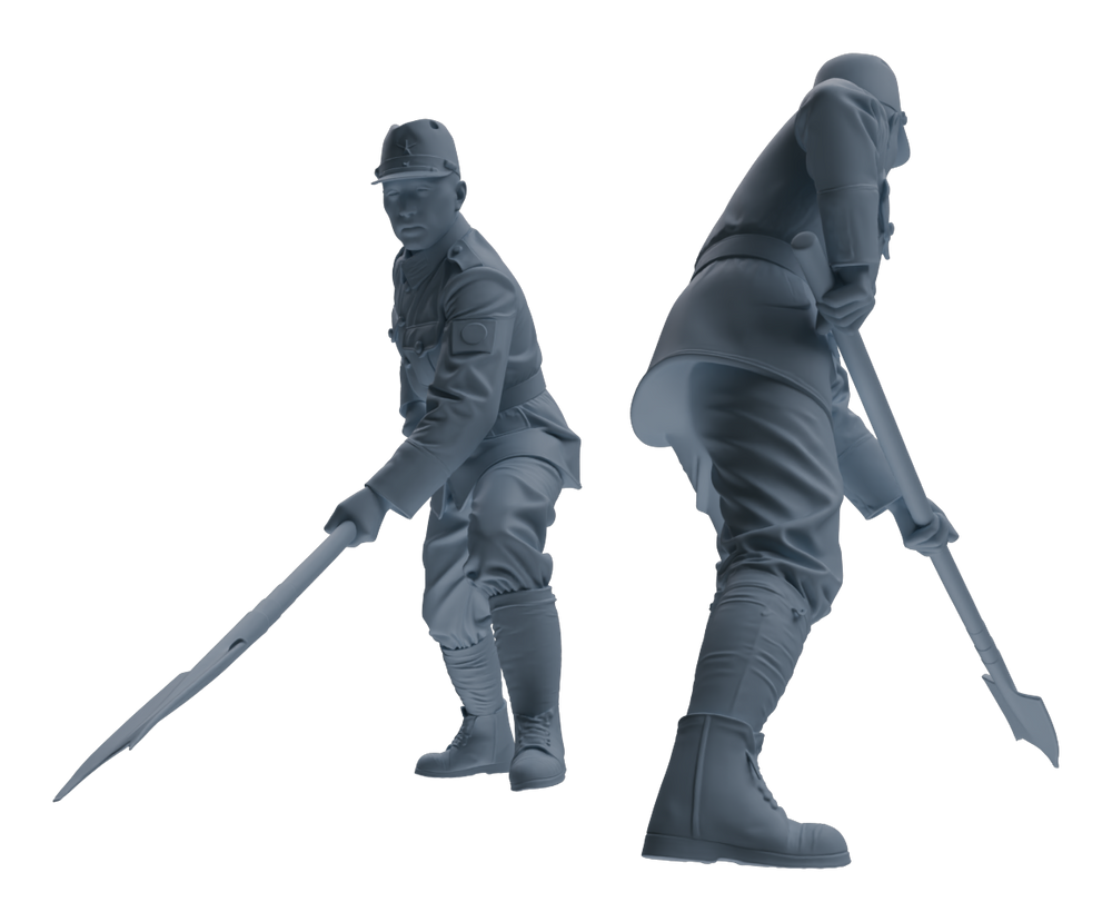 Detail view of MRY-SFW LYGR611 Historical WWII Japanese Army Six-Person Construction Site Work Group Model
