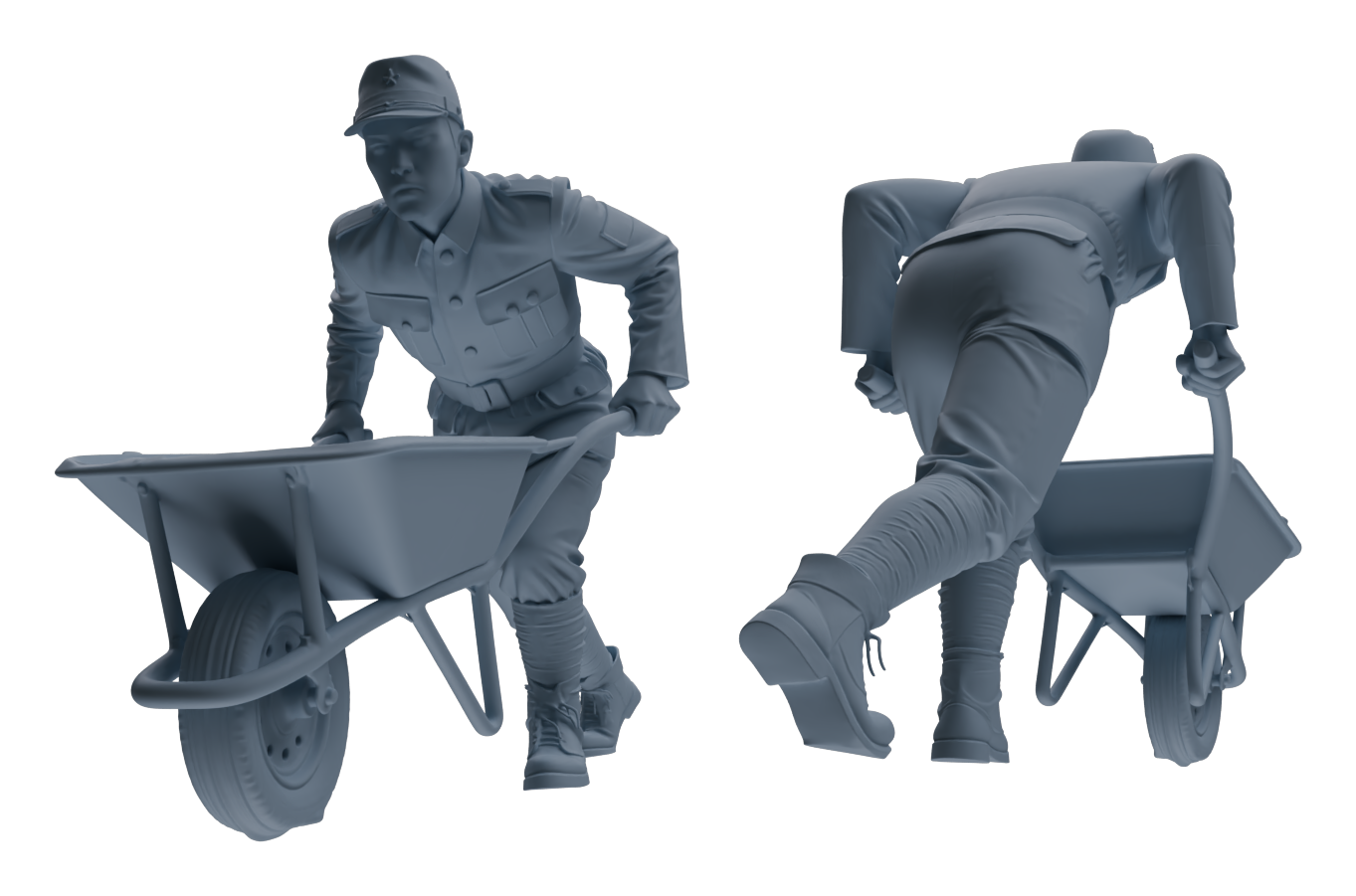 Detail view of MRY-SFW LYGR612 Historical WWII Japanese Army Six-Person Construction Site Carrying Group Model