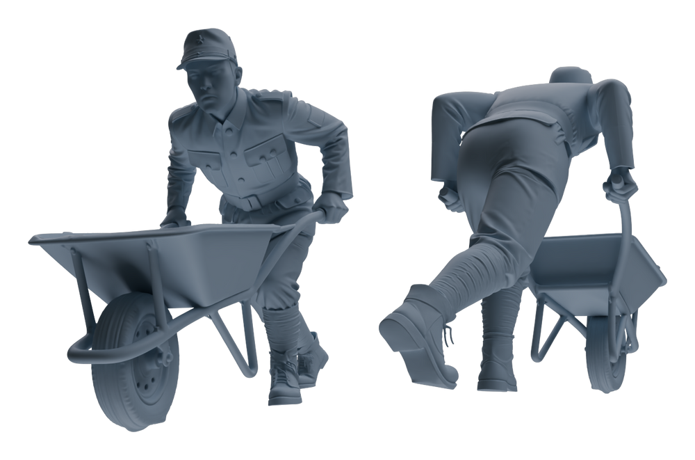 Detail view of MRY-SFW LYGR612 Historical WWII Japanese Army Six-Person Construction Site Carrying Group Model