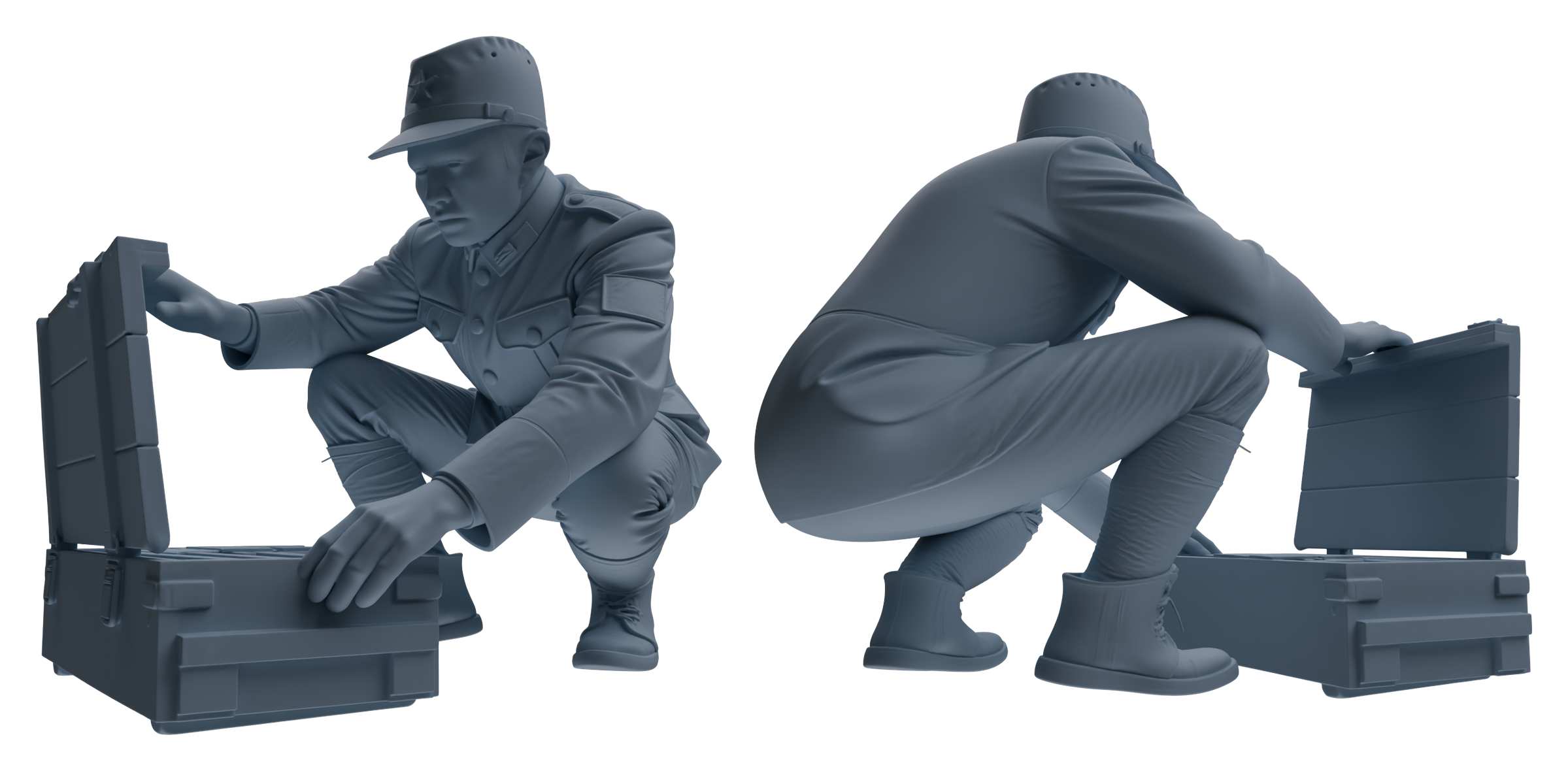 Detail view of MRY-SFW LYGR633 WWII Japanese Army Five-Person Combat Readiness Model