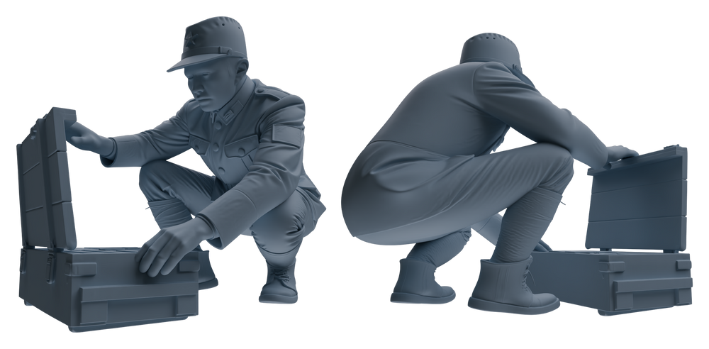 Detail view of MRY-SFW LYGR633 WWII Japanese Army Five-Person Combat Readiness Model