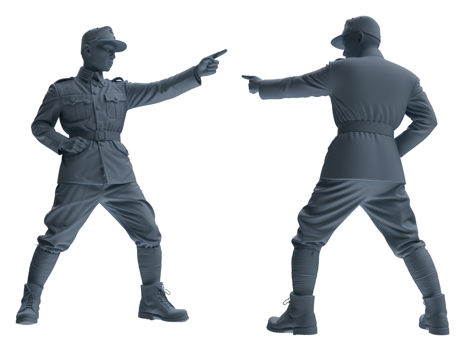 Detail view of MRY-SFW LYGR635 WWII Japanese Army Six-Person Reprimand Group Model