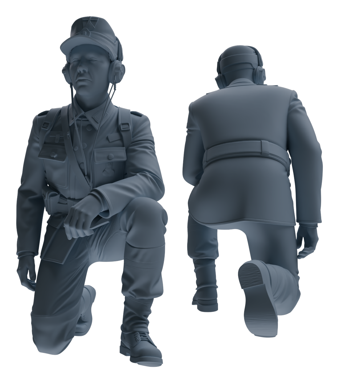 Detail view of MRY-SFW LYGR652 WWII Mine Soldier Six-Person Cursing Group Model