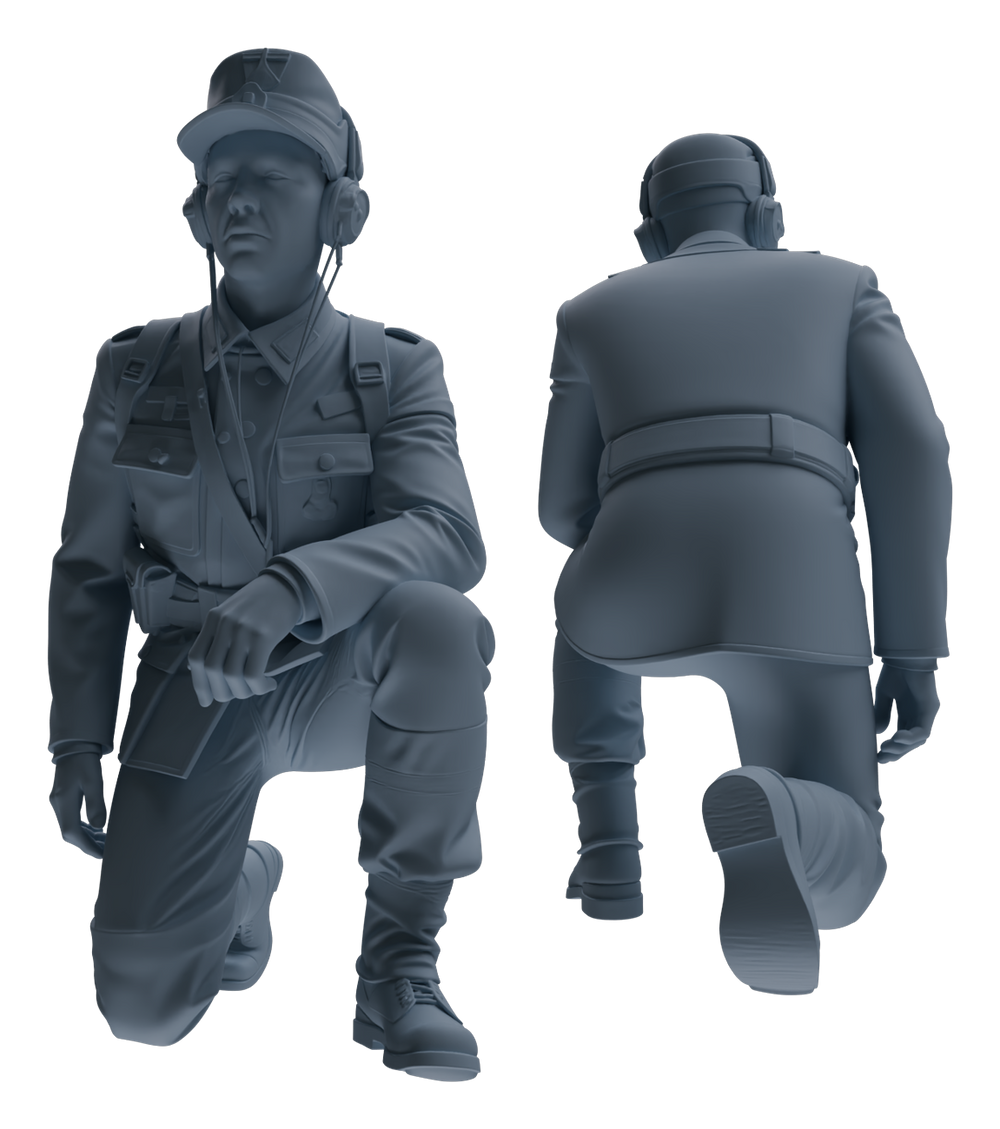 Detail view of MRY-SFW LYGR652 WWII Mine Soldier Six-Person Cursing Group Model