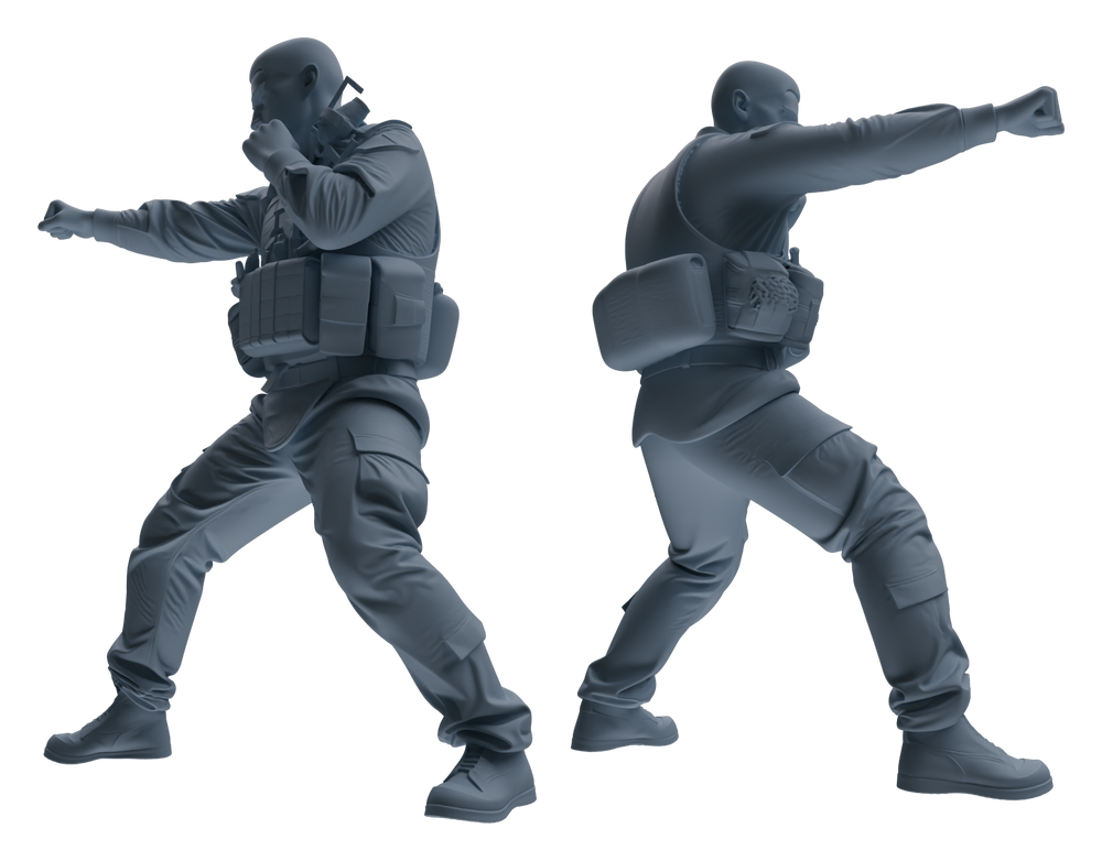 Detail view of MRY-SFW LYGR624 Modern U.S. Army Five-Person Combat Model