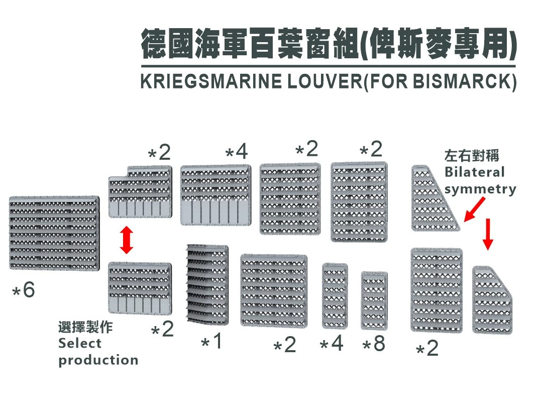 SSMODEL G350050   350 scale German Navy shutters for Bismarck