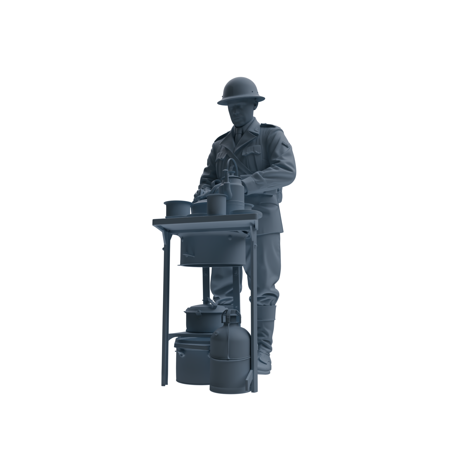 MRY-SFW SSTR222 WWII French Army Logistics Soldier Picnic Three-Person Group