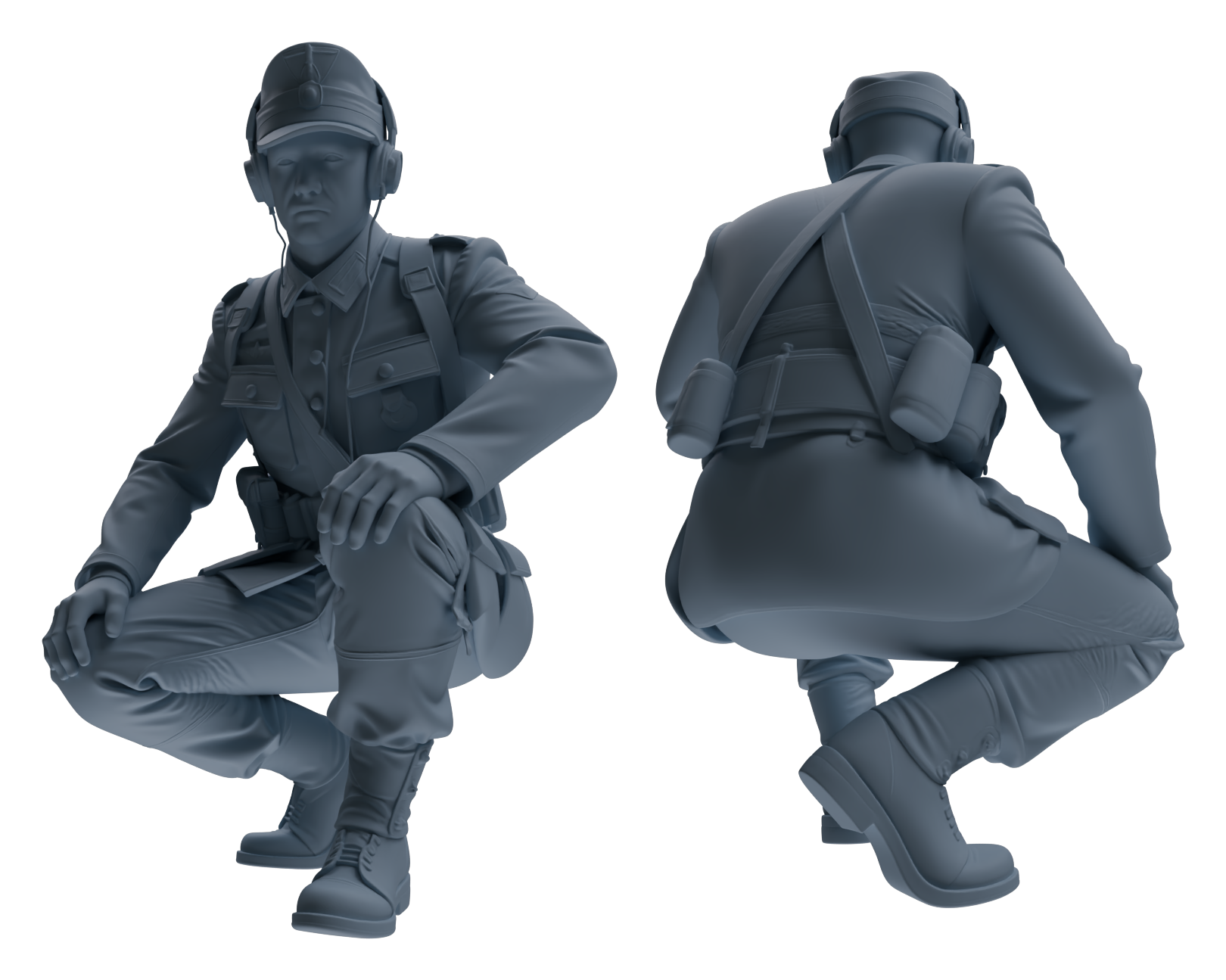 Detail view of MRY-SFW LYGR652 WWII Mine Soldier Six-Person Cursing Group Model