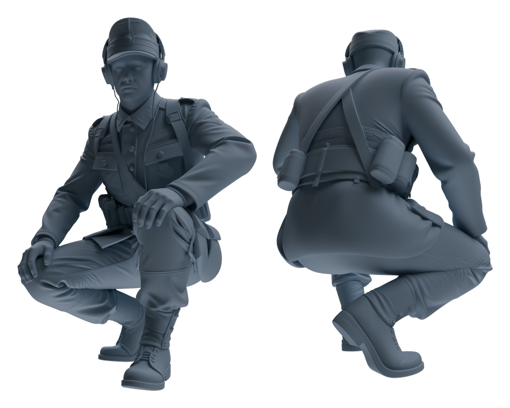 Detail view of MRY-SFW LYGR652 WWII Mine Soldier Six-Person Cursing Group Model