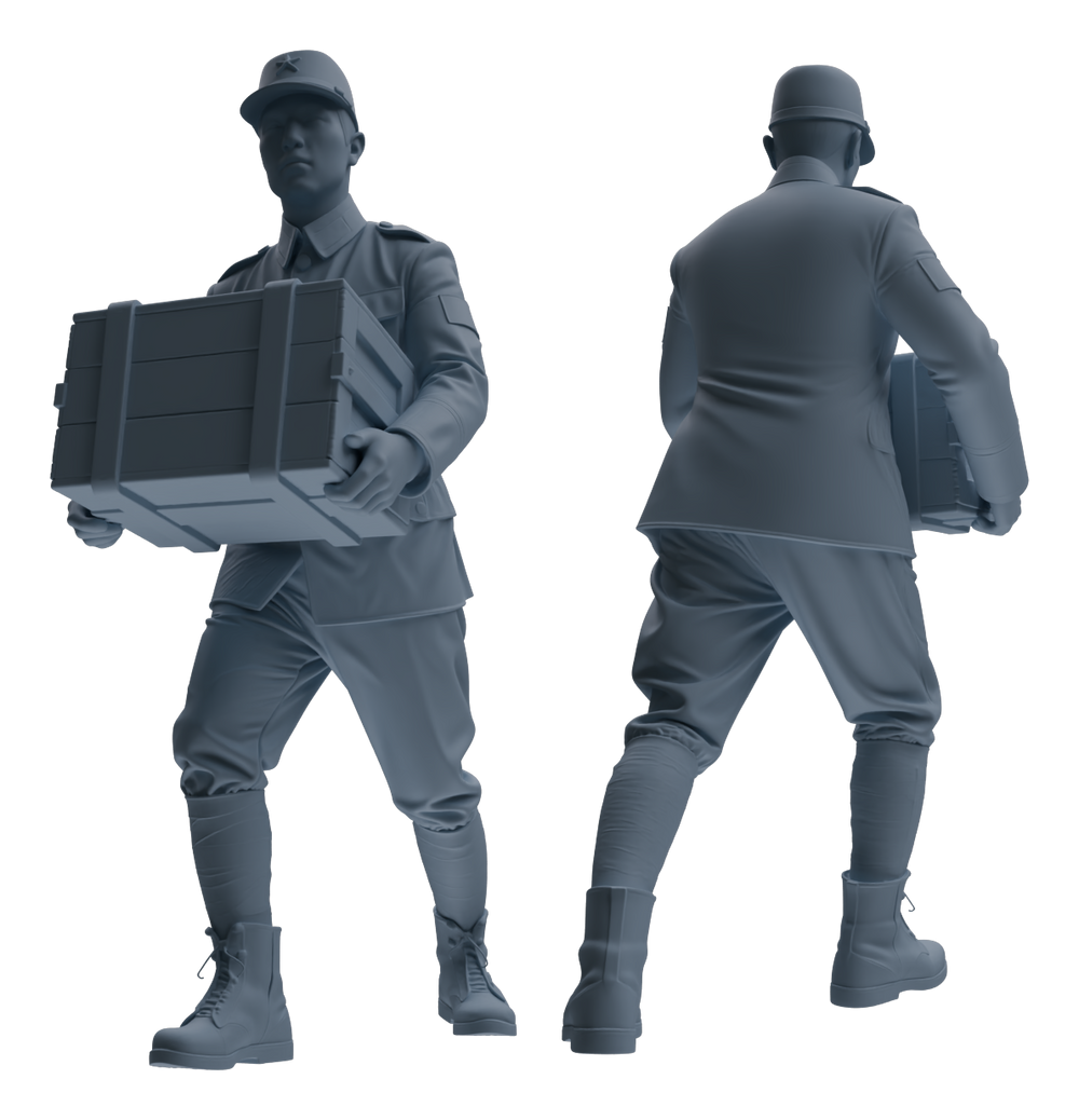 Detail view of MRY-SFW LYGR639 WWII Japanese Army Five-Person Carrying Group Model