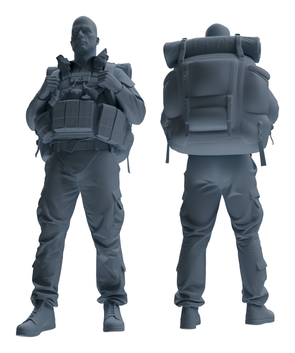 Detail view of MRY-SFW LYGR625 Modern U.S. Army Seven-Person Carrying Model