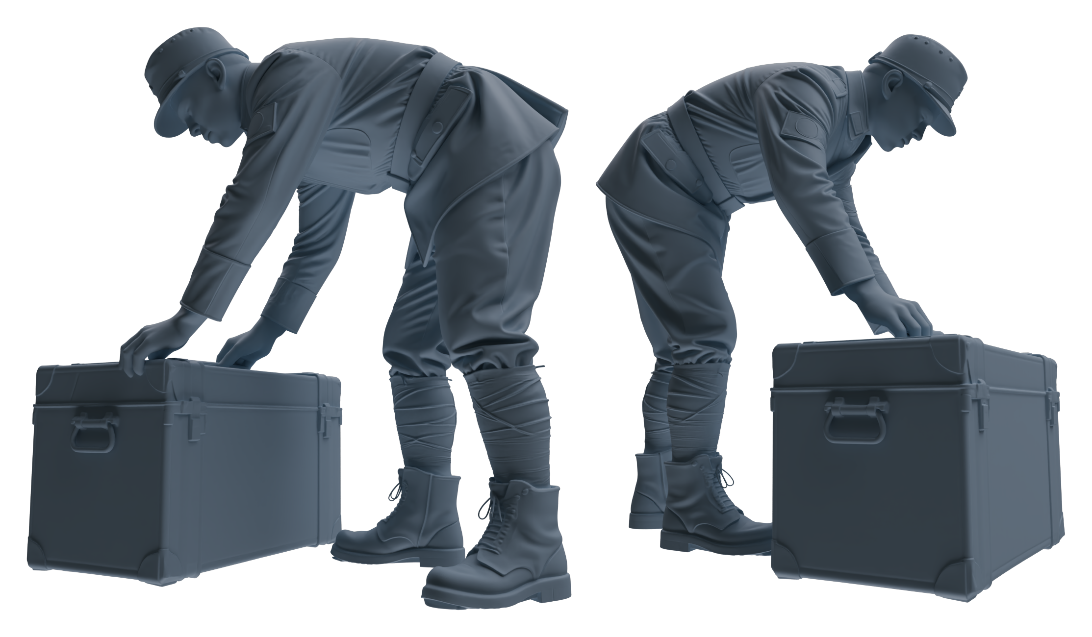 Detail view of MRY-SFW LYGR633 WWII Japanese Army Five-Person Combat Readiness Model