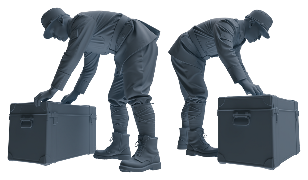Detail view of MRY-SFW LYGR633 WWII Japanese Army Five-Person Combat Readiness Model