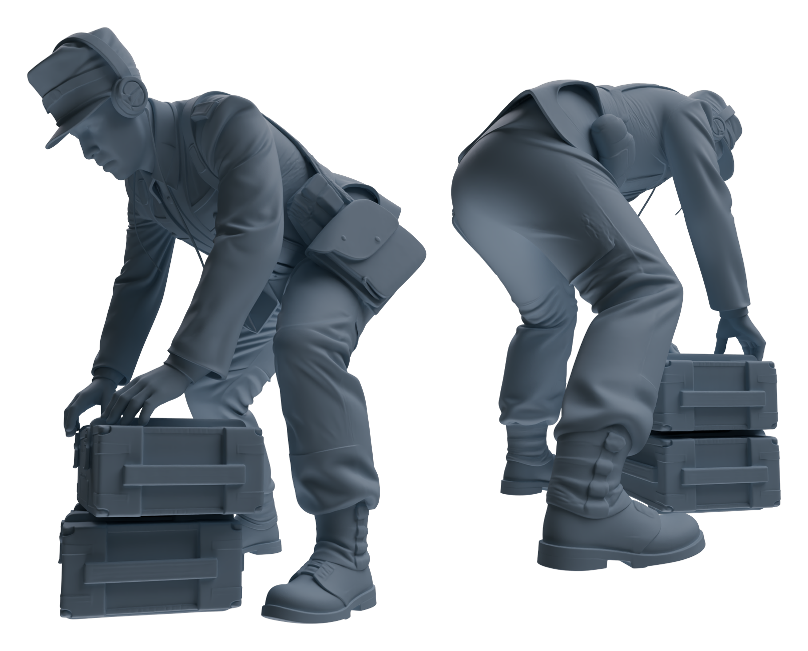 Detail view of MRY-SFW LYGR647 WWII Mine Soldier Five-Person Organizing Group Model