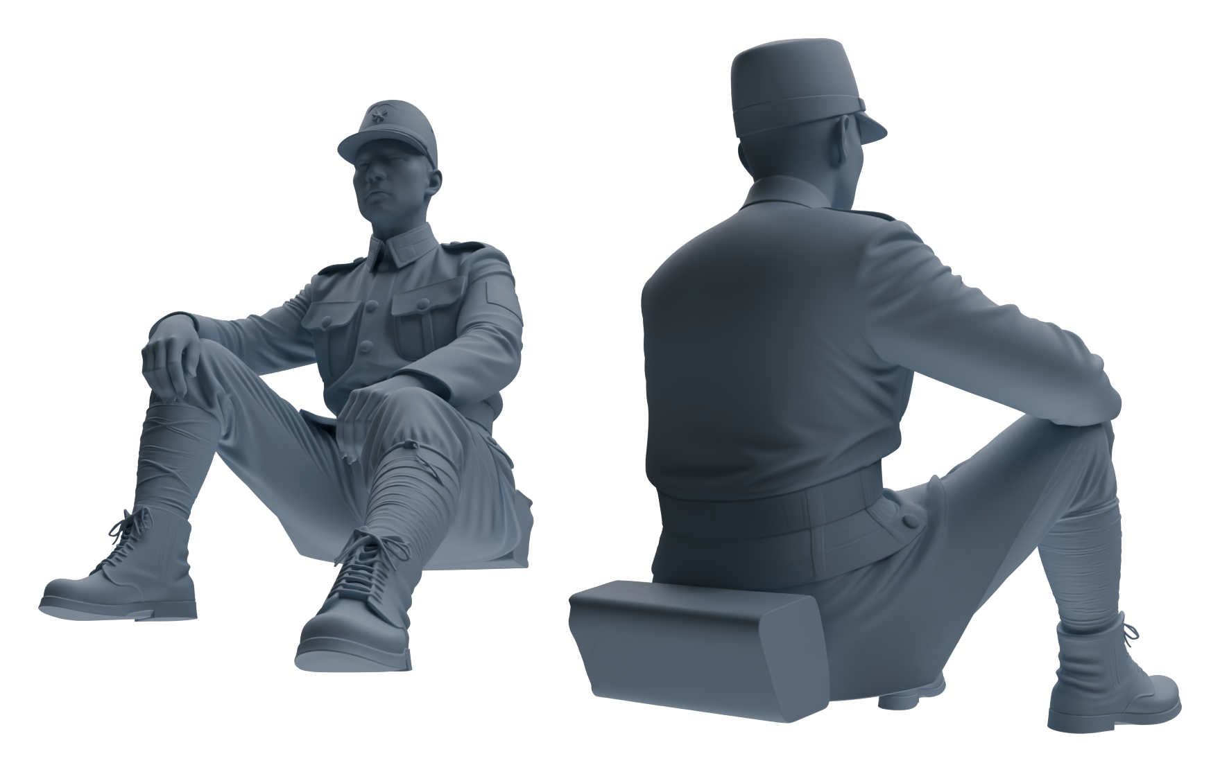 Detail view of MRY-SFW LYGR634 WWII Japanese Army Seven-Person Rest Model