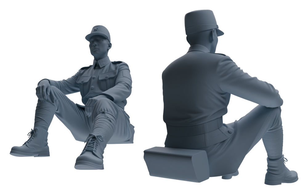 Detail view of MRY-SFW LYGR634 WWII Japanese Army Seven-Person Rest Model