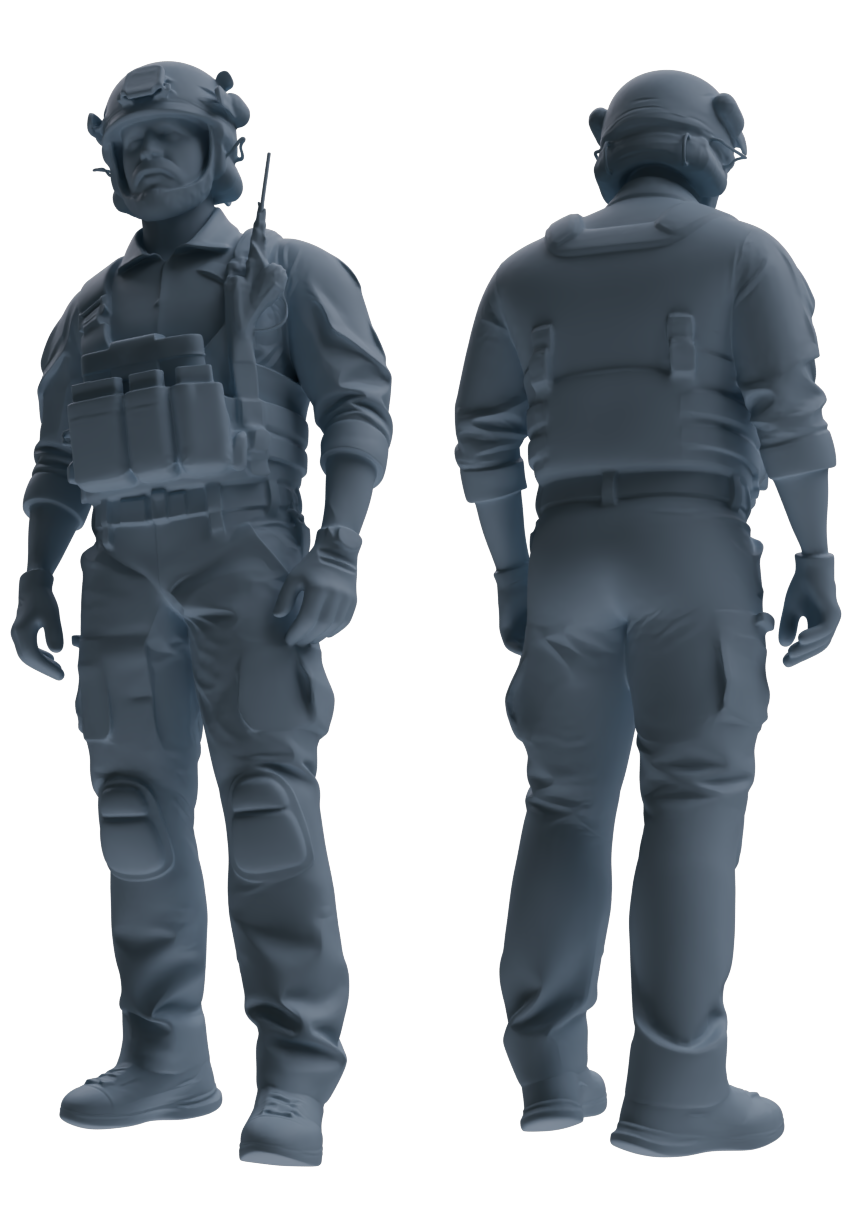 MRY-SFW SSTR038 Miniatures Soldier Model Kit 1993 Mogadishu Black Hawk Helicopter Soldier Standing at Attention Six-Person Group 2