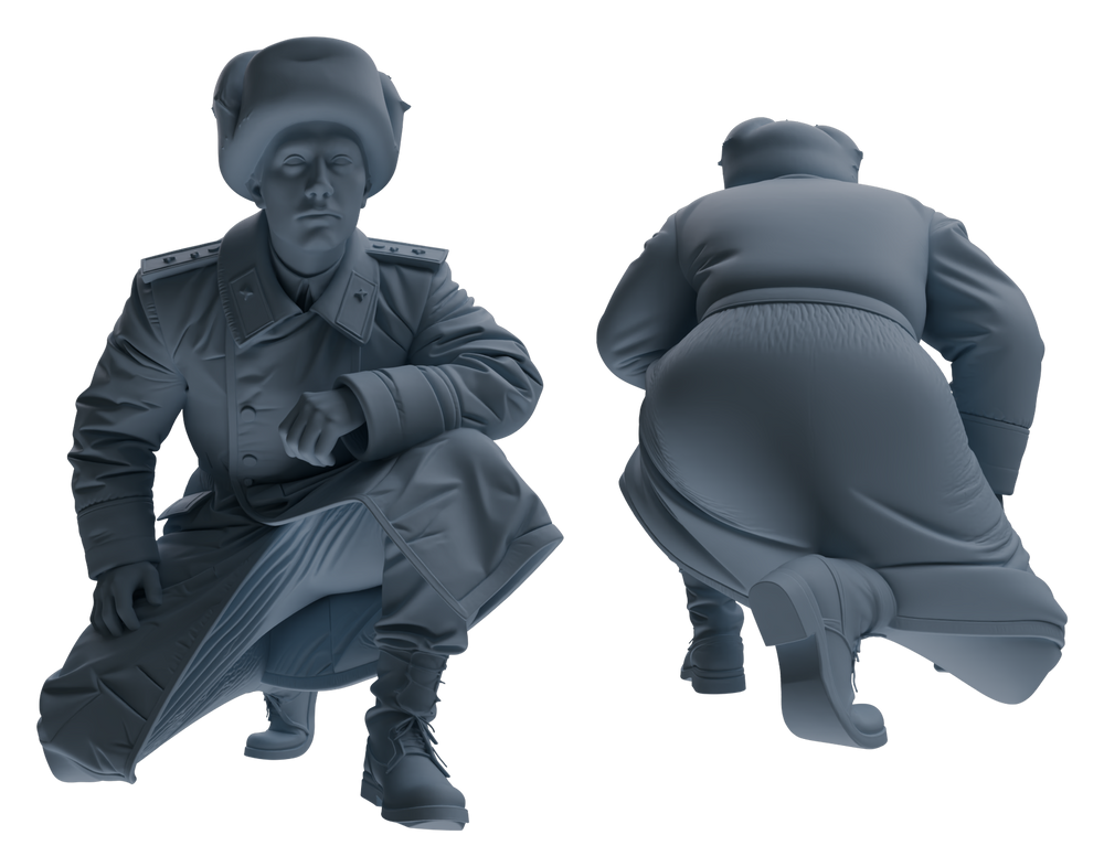 Detail view of MRY-SFW LYGR645 WWII Soviet Union Five-Person Ambush Group Model