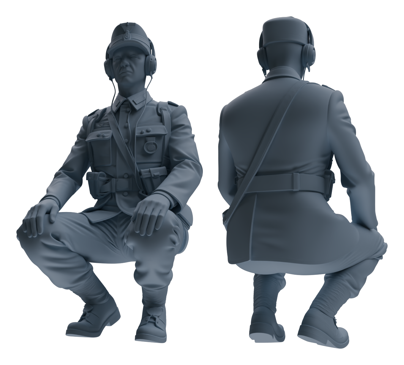 Detail view of MRY-SFW LYGR651 WWII Mine Soldier Six-Person Daily Routine Model
