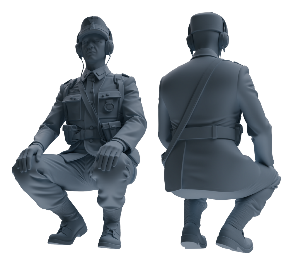 Detail view of MRY-SFW LYGR651 WWII Mine Soldier Six-Person Daily Routine Model
