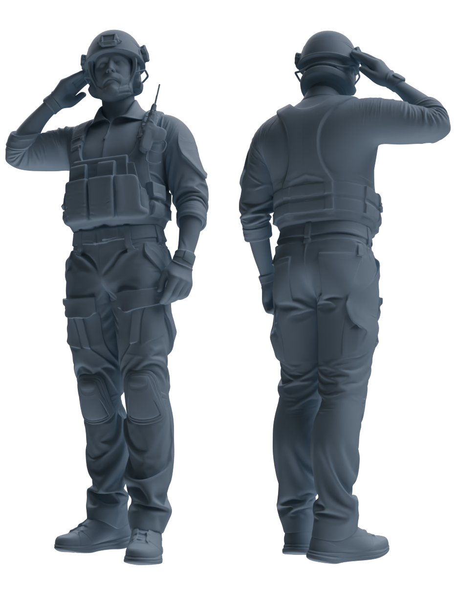 MRY-SFW SSTR029 Miniatures Soldier Model Kit 1993 Mogadishu Black Hawk Helicopter Soldier Saluting Six-Person Group