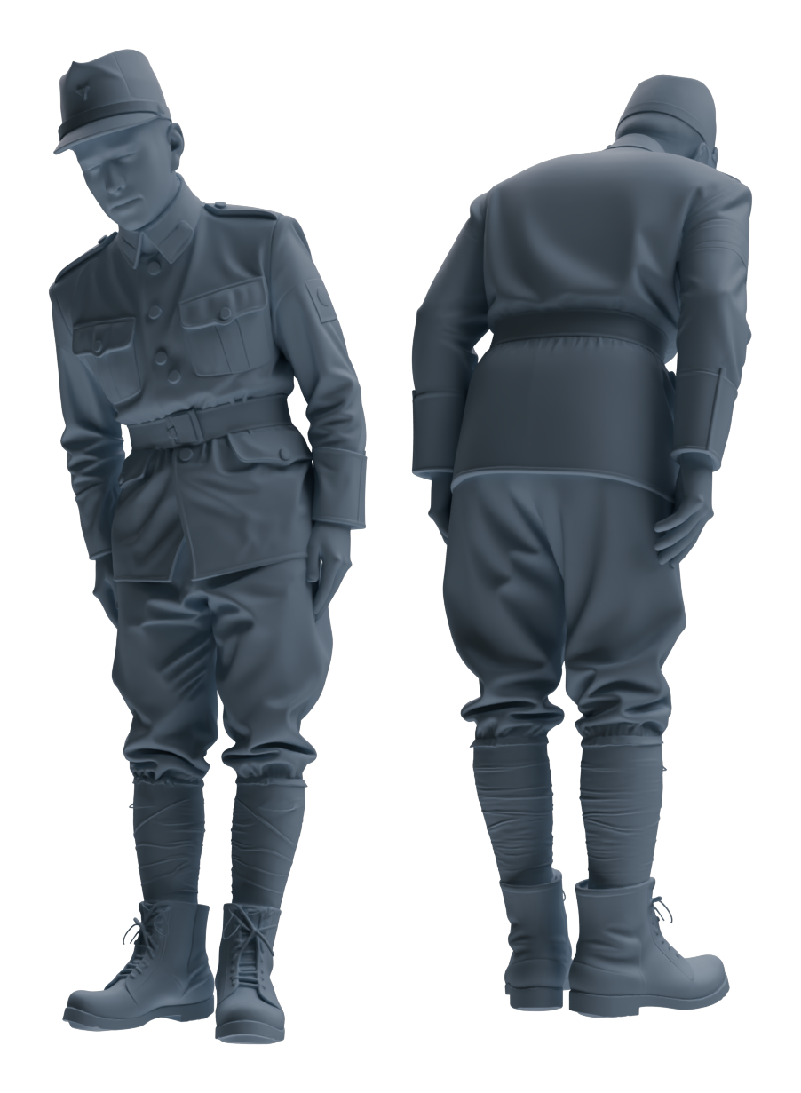 Detail view of MRY-SFW LYGR635 WWII Japanese Army Six-Person Reprimand Group Model