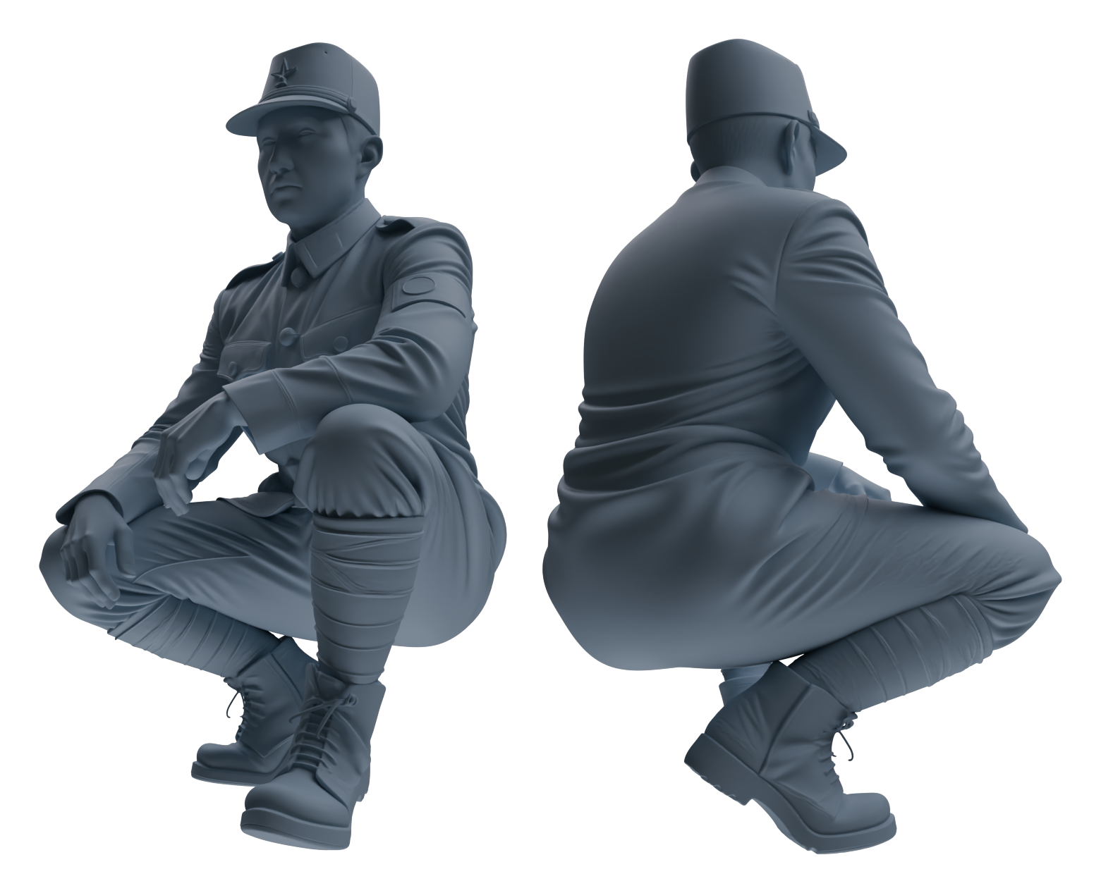 Detail view of MRY-SFW LYGR637 WWII Japanese Army Six-Person Daily Routine Model