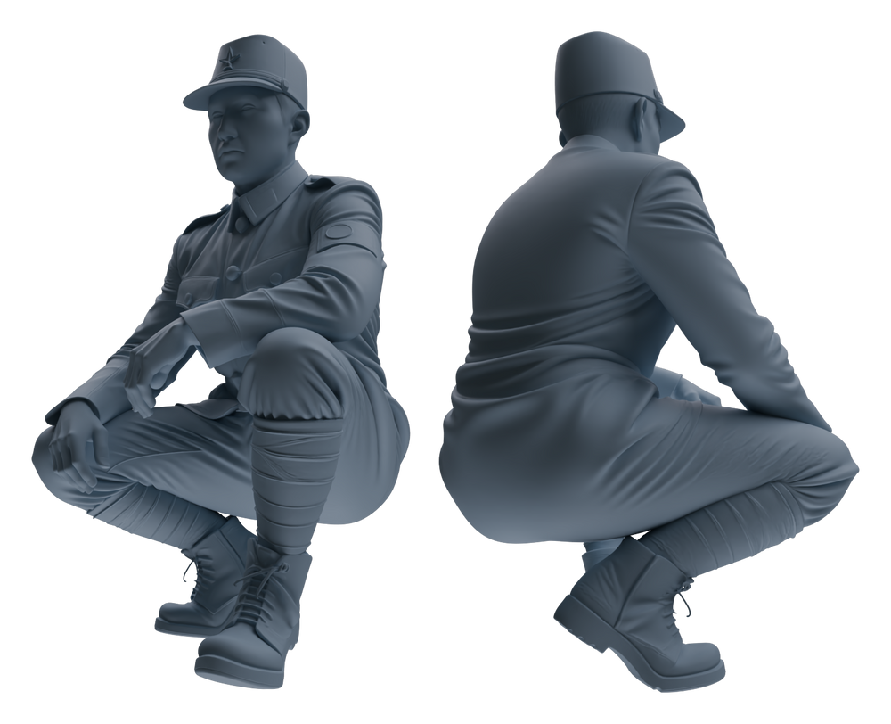 Detail view of MRY-SFW LYGR637 WWII Japanese Army Six-Person Daily Routine Model